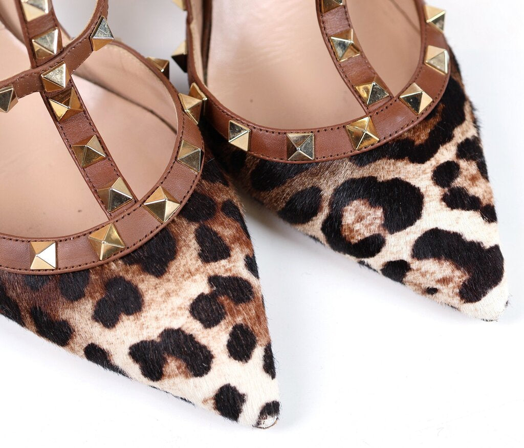 Animal Print Rock Stud Pumps (39.5/9.5)