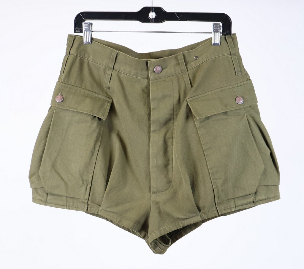 (size 27) Olive Green Pleated Micro Shorts