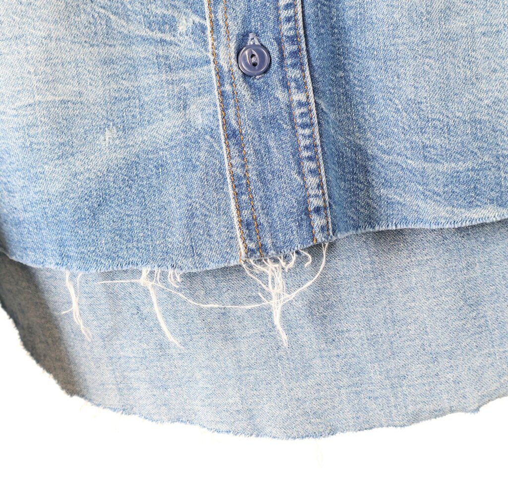 (size S) light wash denim cropped shirt