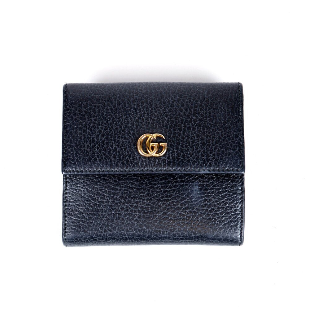 Black "Double G French Flap Wallet"