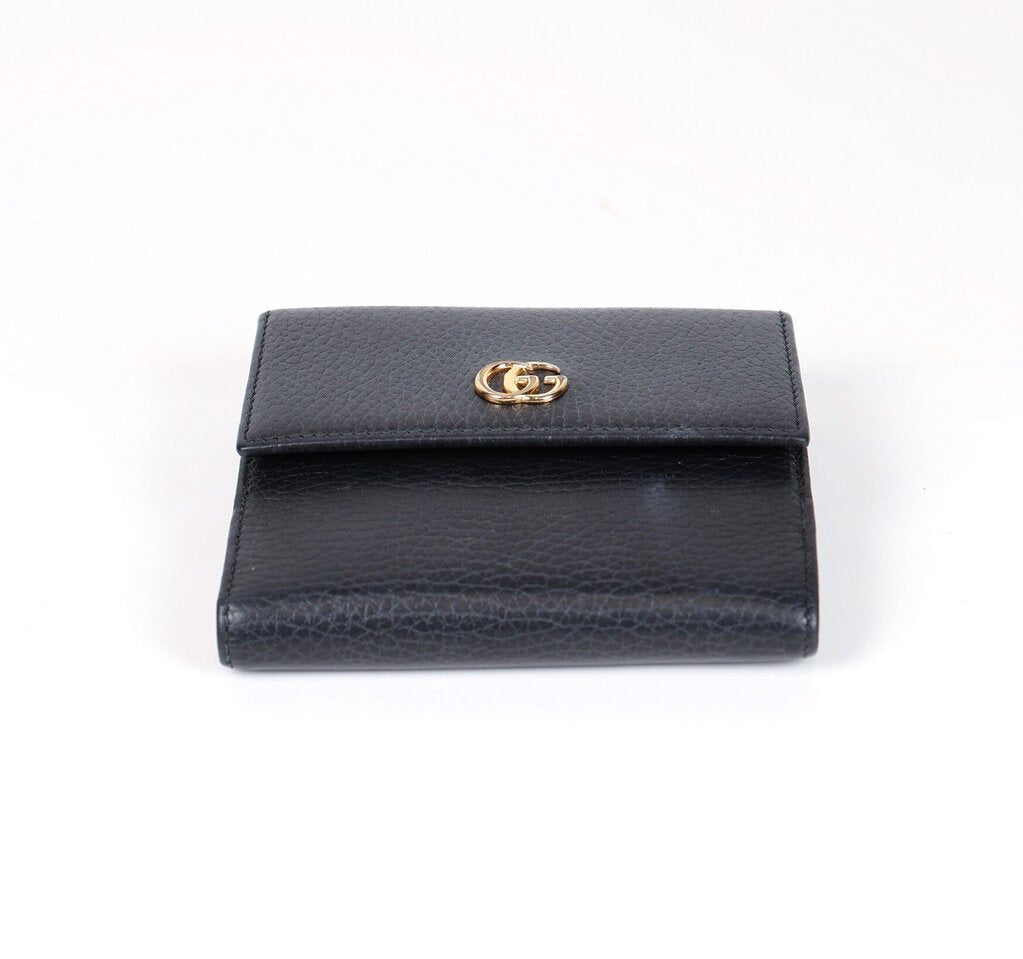 Black "Double G French Flap Wallet"