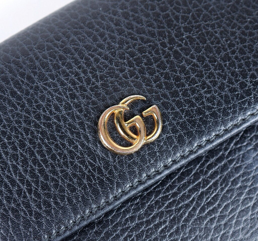Black "Double G French Flap Wallet"