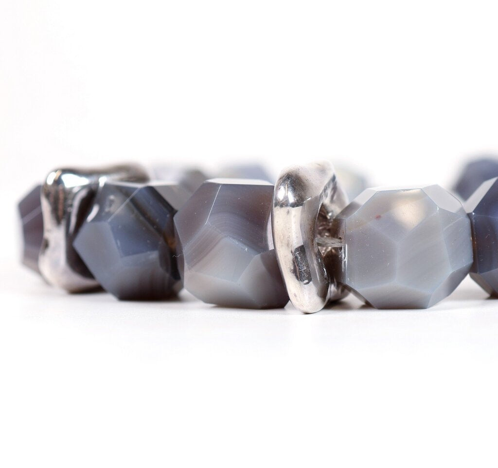 Lace Blue Gray Agate Chunk Necklace