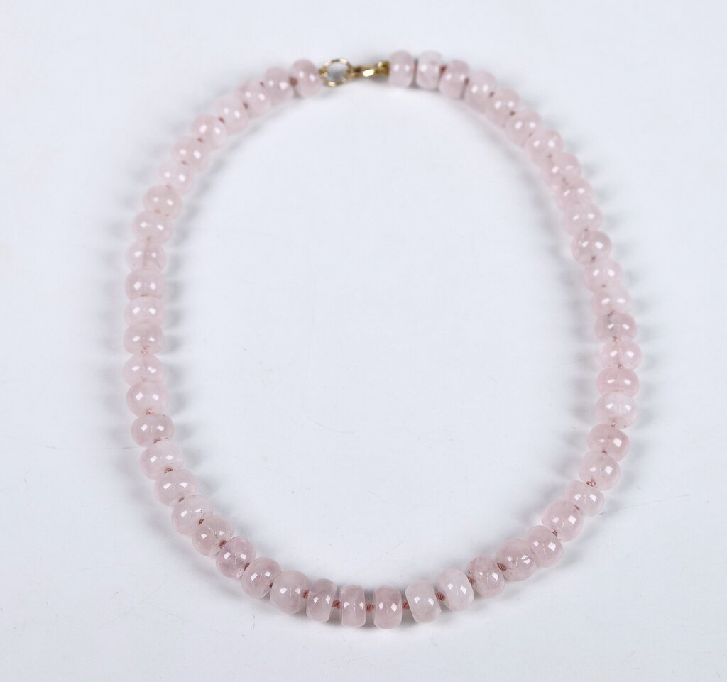 9K Gold and Rose Quartz Bead Necklace