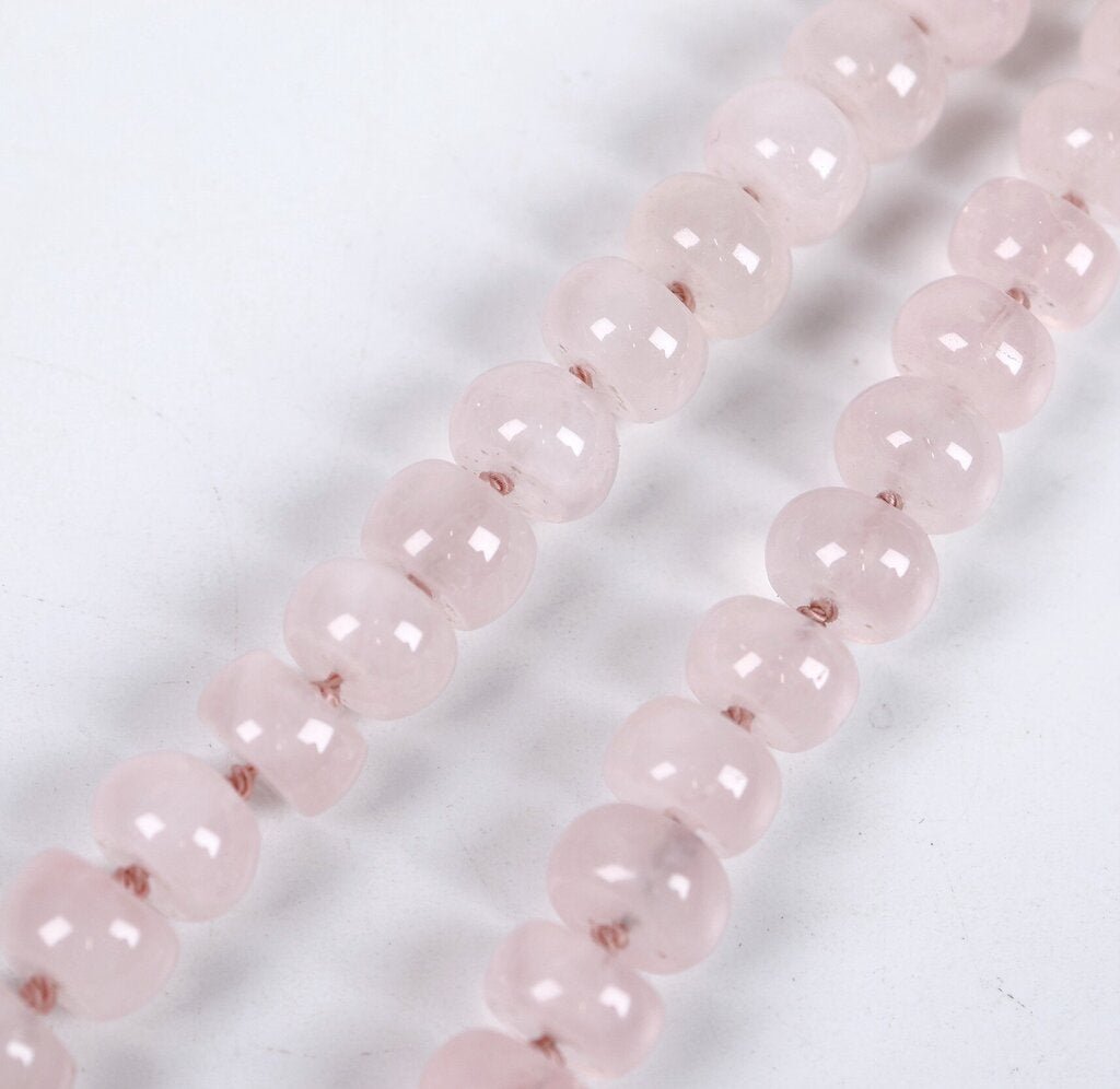 9K Gold and Rose Quartz Bead Necklace