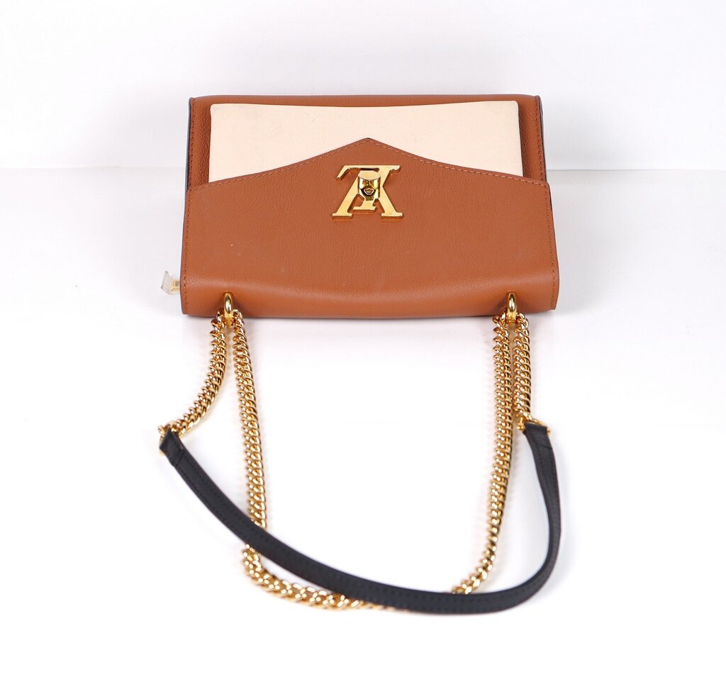 Brown and Cream "Lock Me" Leather Bag