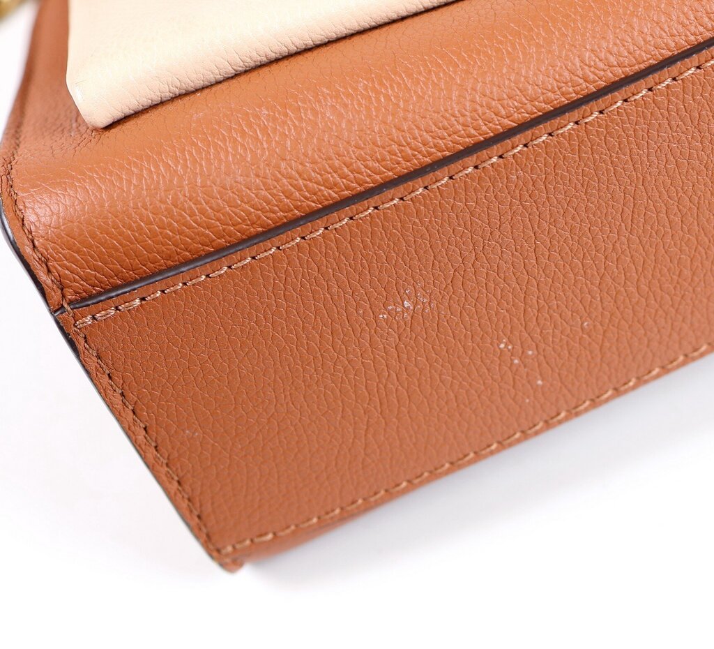 Brown and Cream "Lock Me" Leather Bag