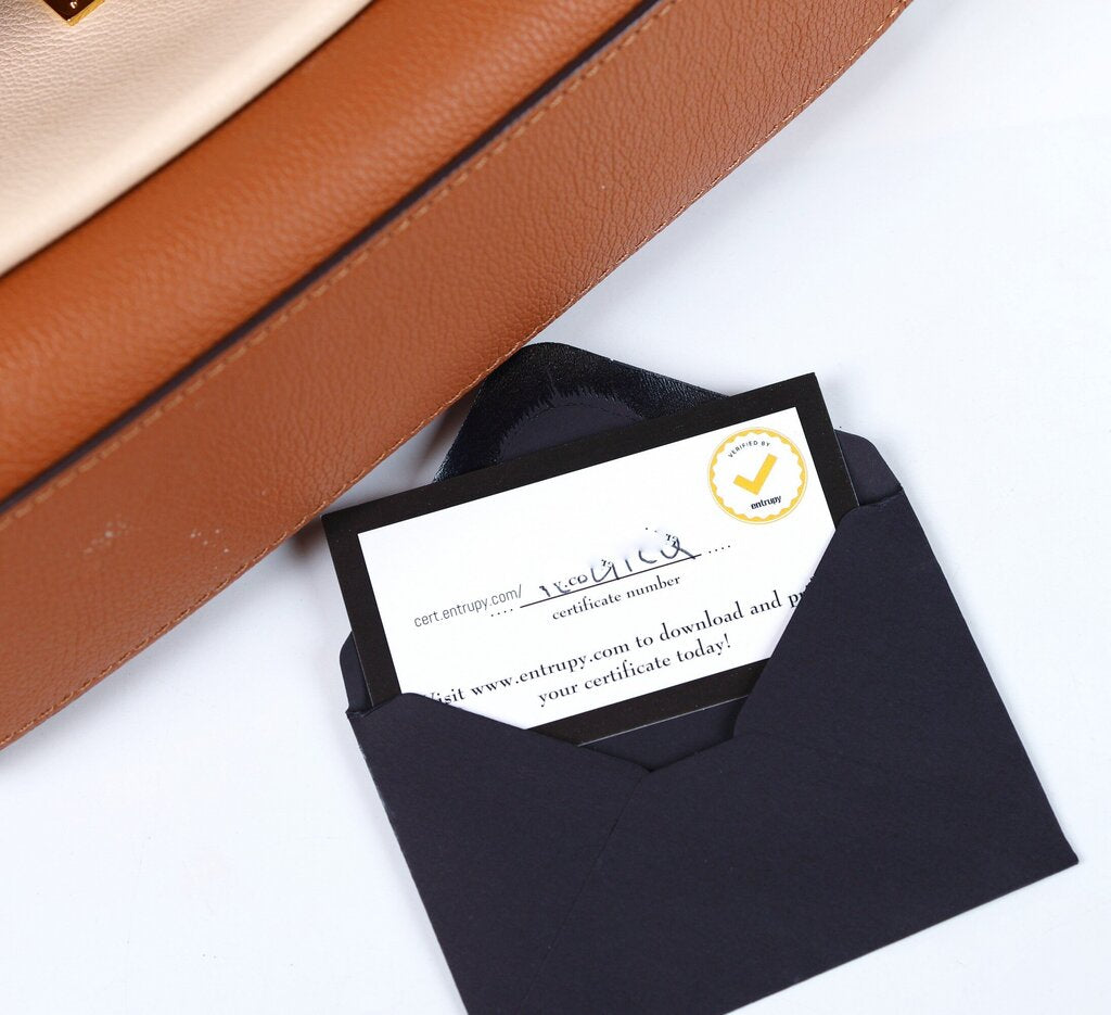 Brown and Cream "Lock Me" Leather Bag