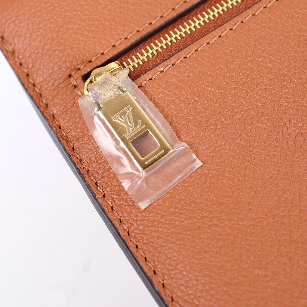 Brown and Cream "Lock Me" Leather Bag