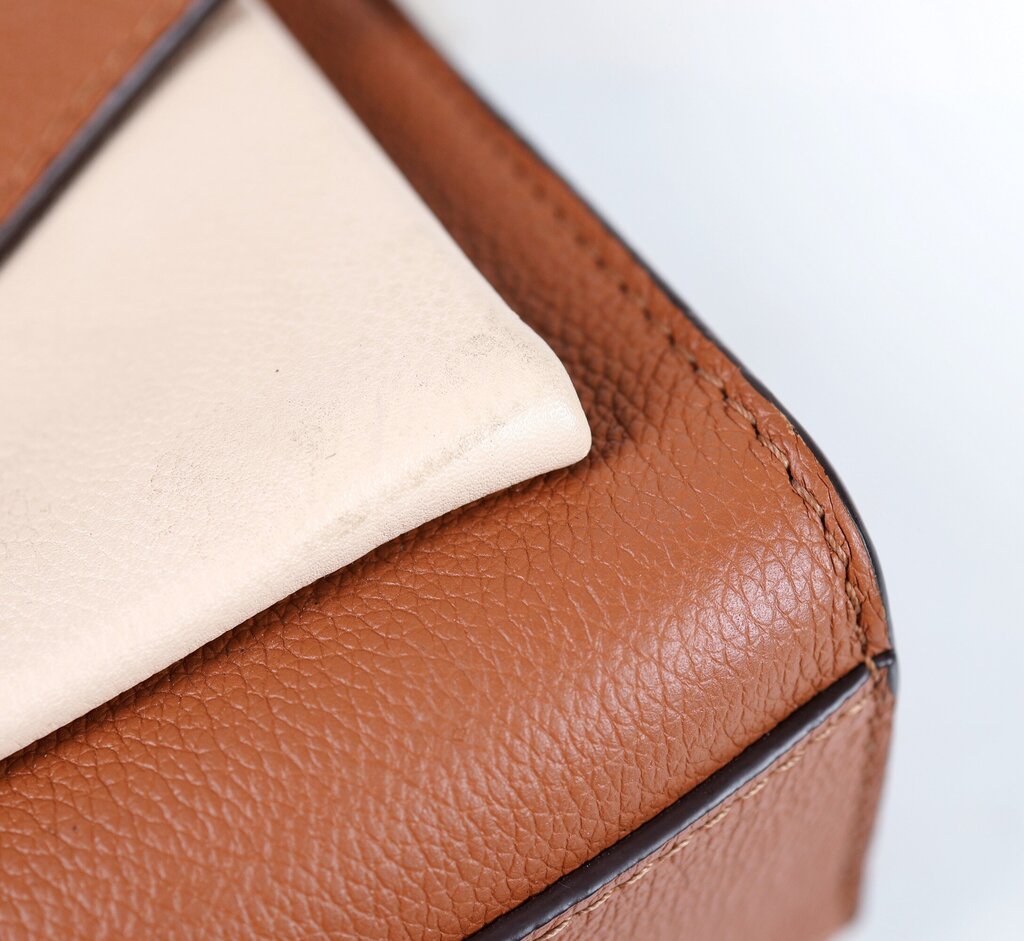 Brown and Cream "Lock Me" Leather Bag