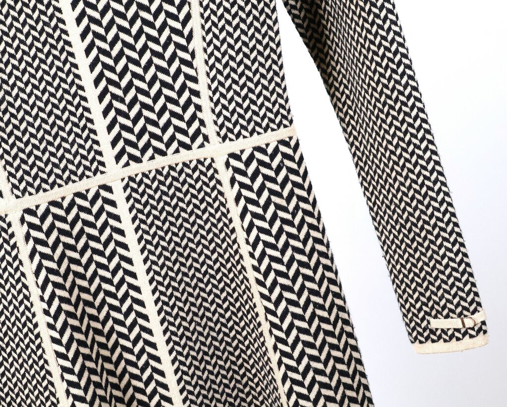 Wool/Cashmere Blend Geometric Pattern Sweater Dress (S)