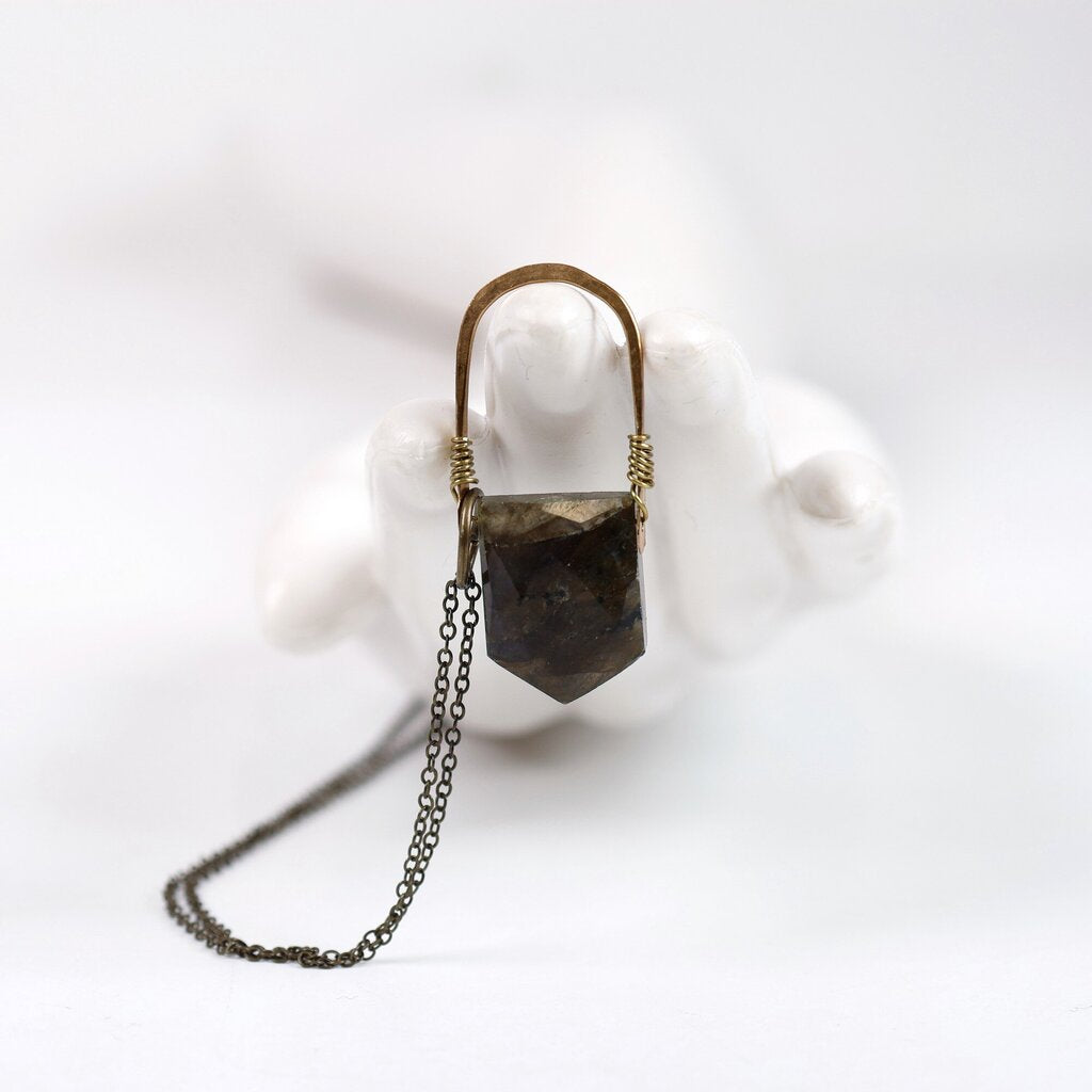 Brass and Moss Agate Necklace