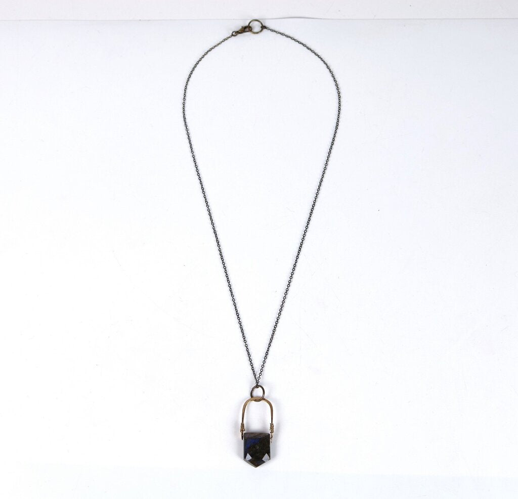 Brass and Moss Agate Necklace