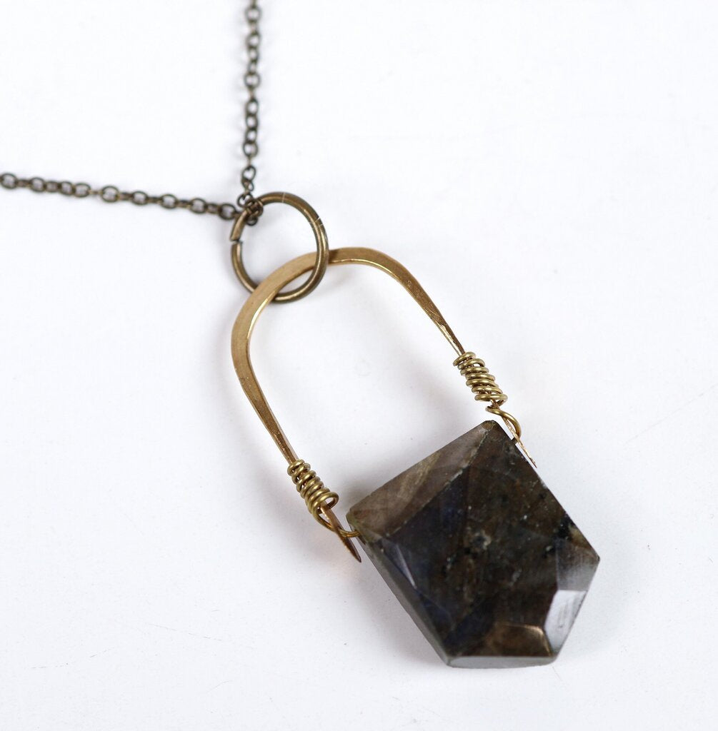 Brass and Moss Agate Necklace