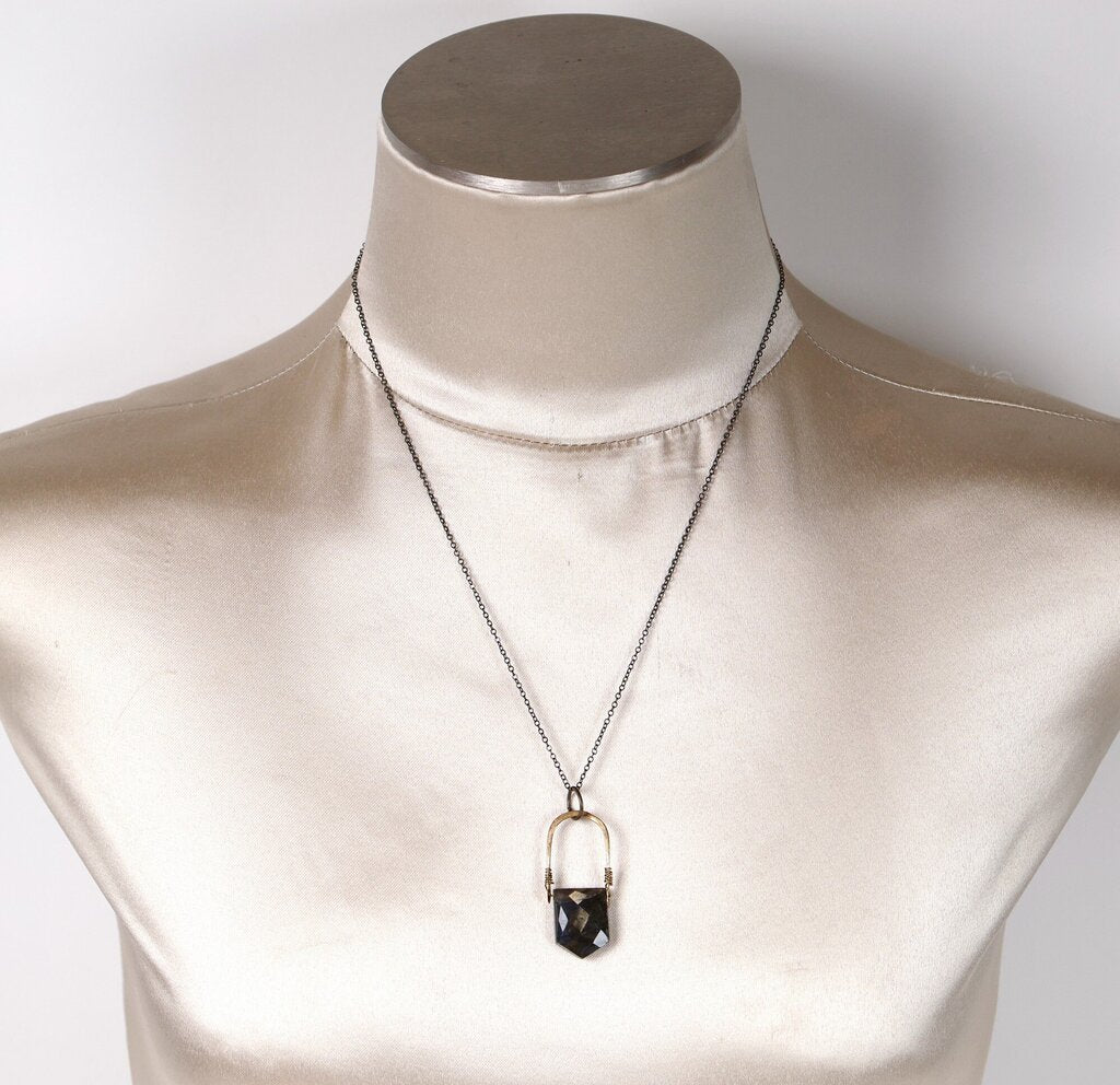 Brass and Moss Agate Necklace
