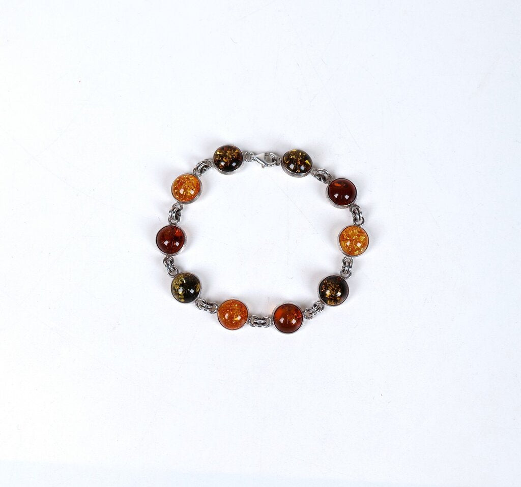 Sterling Amber and Resin Bracelet