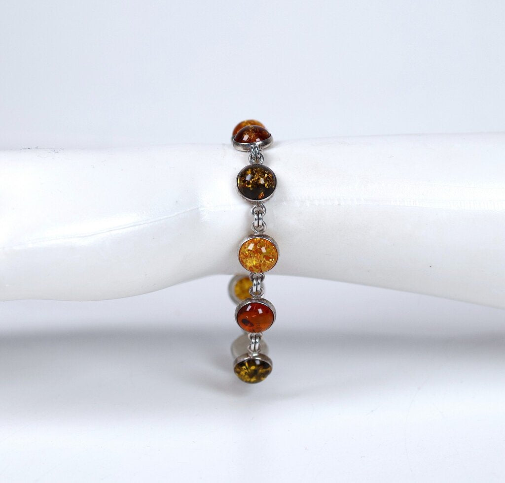 Sterling Amber and Resin Bracelet