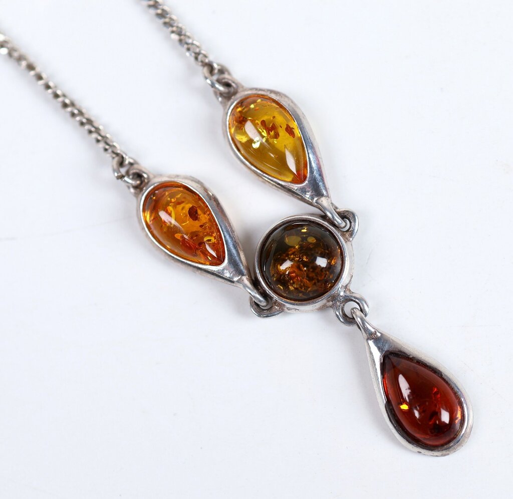 Sterling Amber and Resin Necklace