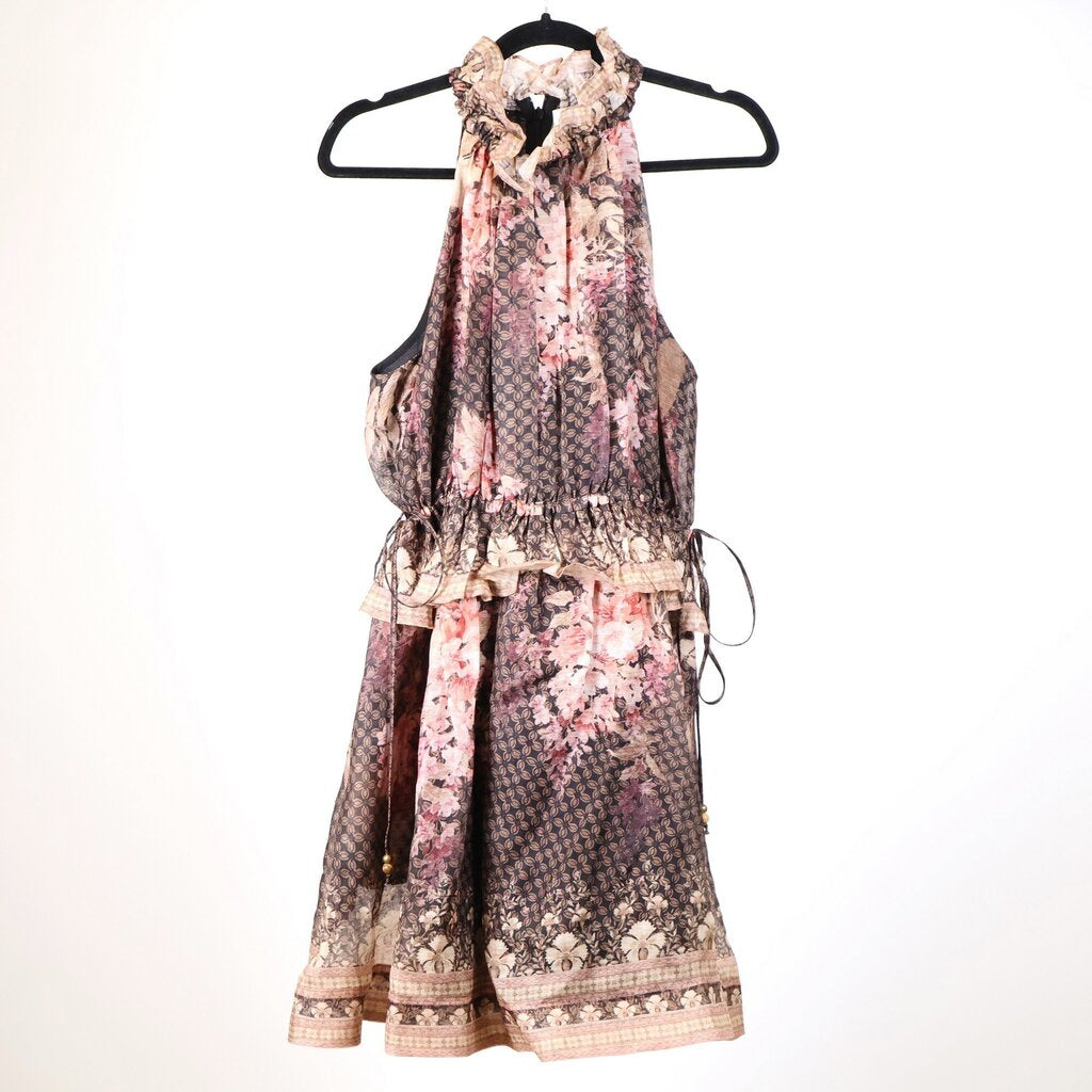 Silk/Linen Floral Halter Dress (3/L)