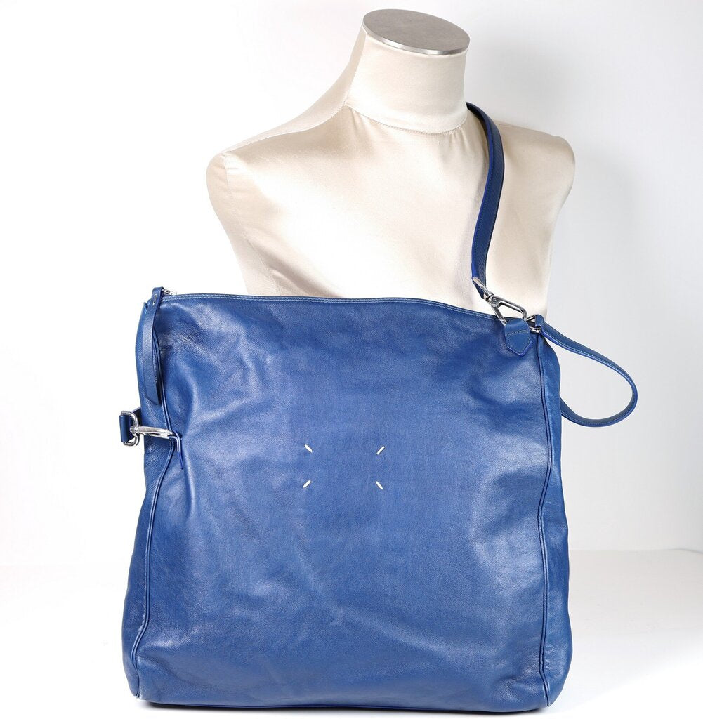 Blue Leather/Snakeskin Messenger Bag
