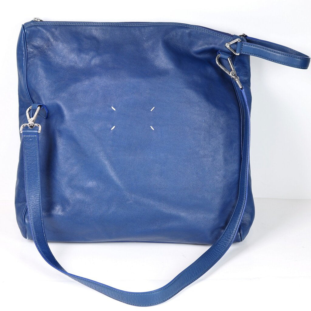 Blue Leather/Snakeskin Messenger Bag