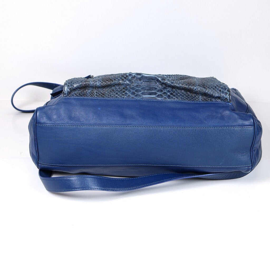 Blue Leather/Snakeskin Messenger Bag